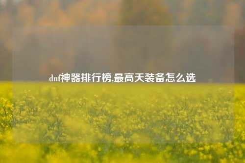 dnf神器排行榜,更高天装备怎么选