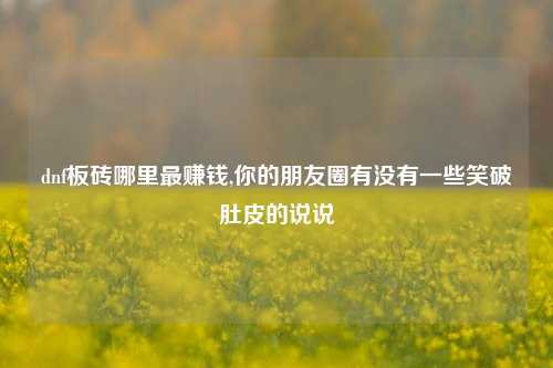 dnf板砖哪里更赚钱,你的朋友圈有没有一些笑破肚皮的说说