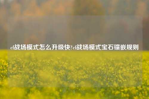 cf战场模式怎么升级快?cf战场模式宝石镶嵌规则