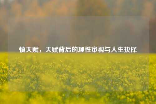 慎天赋,天赋背后的理性审视与人生抉择