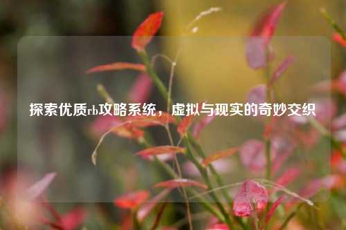 探索优质rb攻略系统，虚拟与现实的奇妙交织