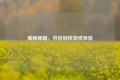 揭秘秘籍，开启别样游戏体验