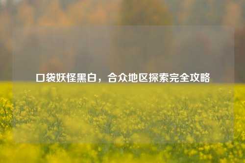 口袋妖怪黑白,合众地区探索完全攻略