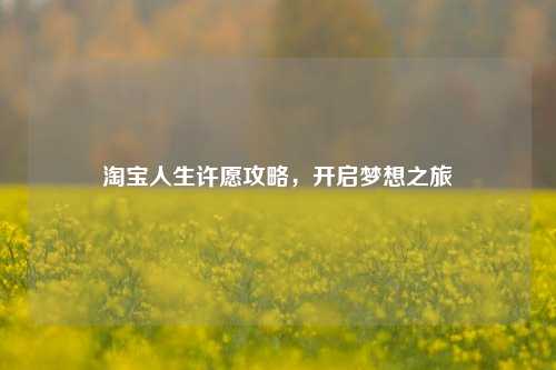      人生许愿攻略，开启梦想之旅