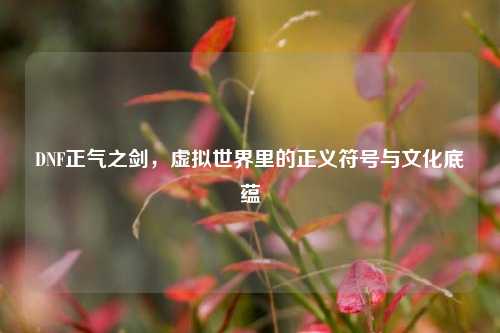 DNF正气之剑，虚拟世界里的正义符号与文化底蕴