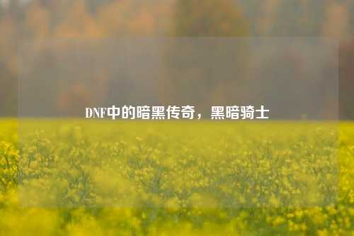 DNF中的暗黑传奇,黑暗骑士
