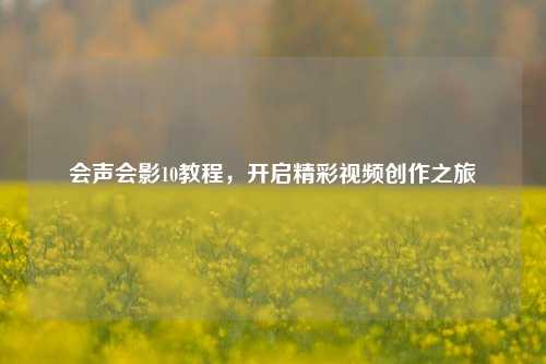 会声会影10教程，开启精彩视频创作之旅