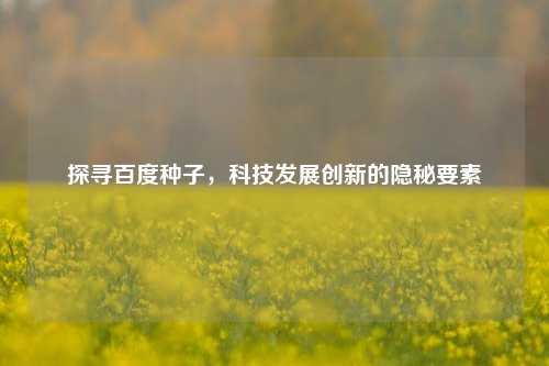 探寻百度种子,科技发展创新的隐秘要素