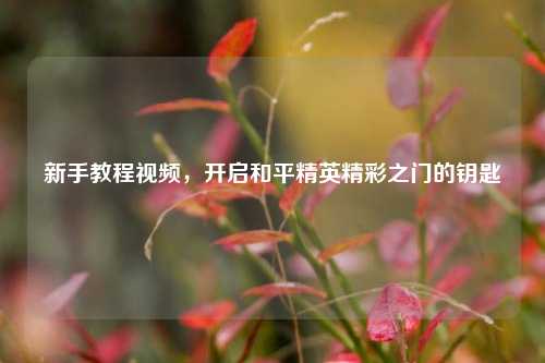 新手教程视频，开启和平精英精彩之门的钥匙