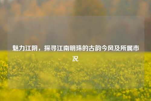 魅力江阴,探寻江南明珠的古韵今风及所属市况