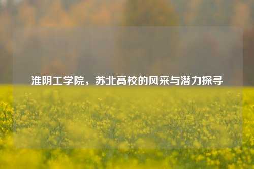 淮阴工学院，苏北高校的风采与潜力探寻